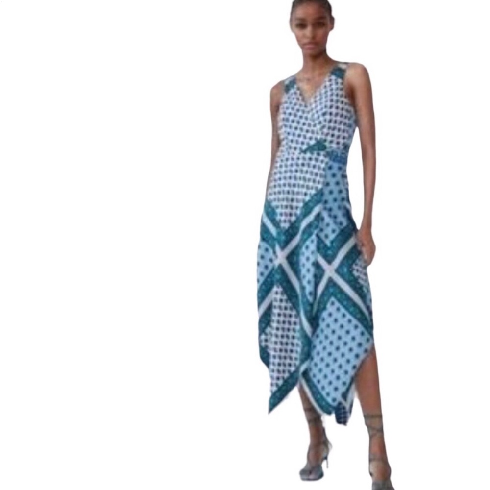 Zara blue wrap dress